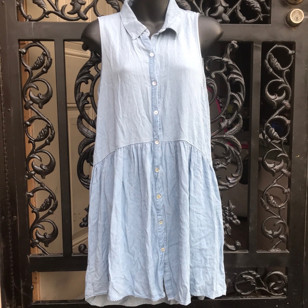 {$13 BUNDLED} FREEBIRD Light Blue Denim Sleeveless Mini Dress